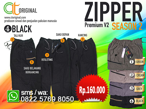 Sirwal Ct Original premium ZIPPER - Black