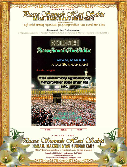 Kontroversi Puasa Sunnah Hari Sabtu. Download ebook gratis di www.pakdenono.com